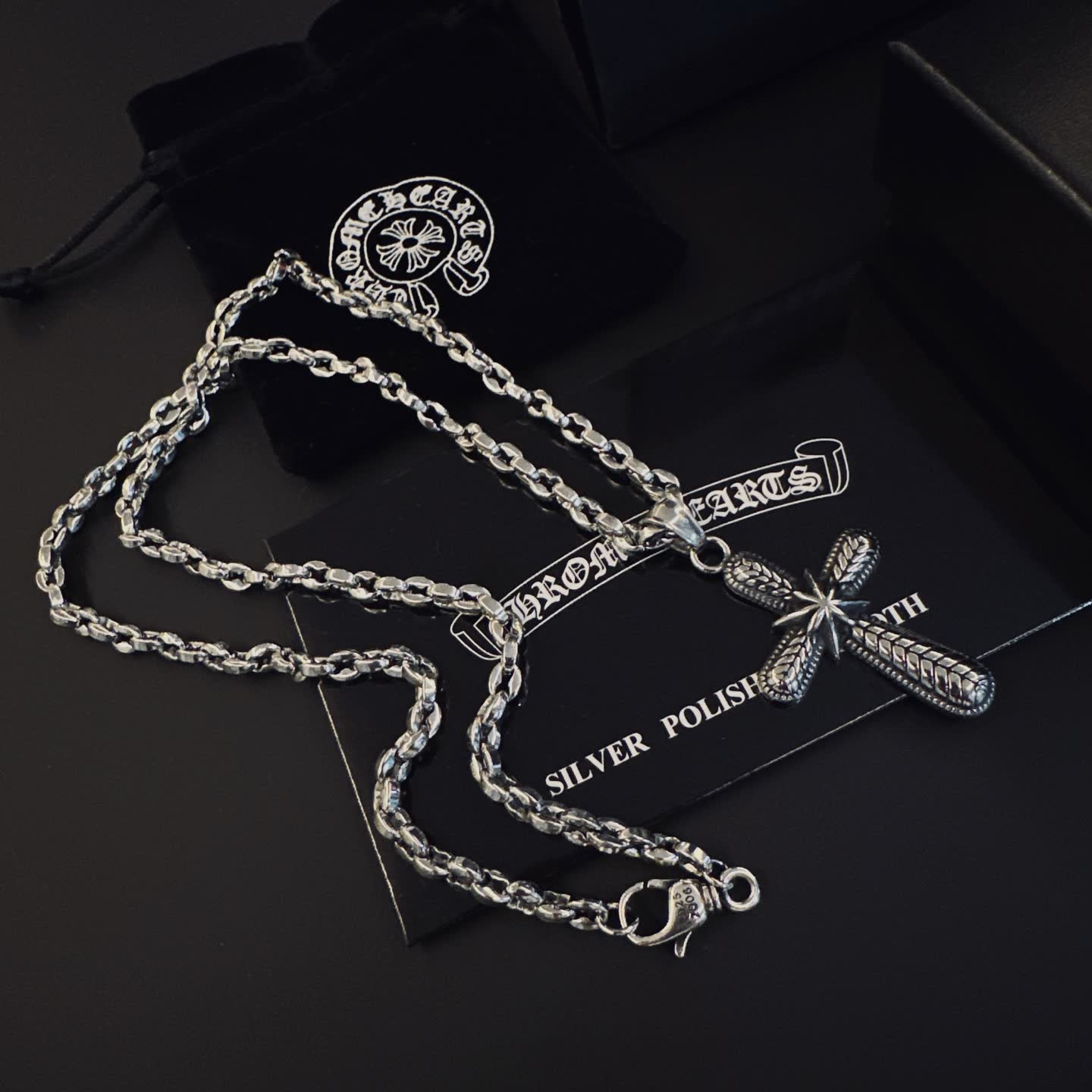 Chrome Hearts Silver Cross Pendant Necklace